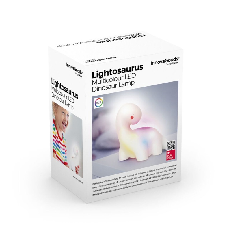 Lampe LED multicolore Dinosaure Lightosaurus InnovaGoods – Veilleuse décorative enfant