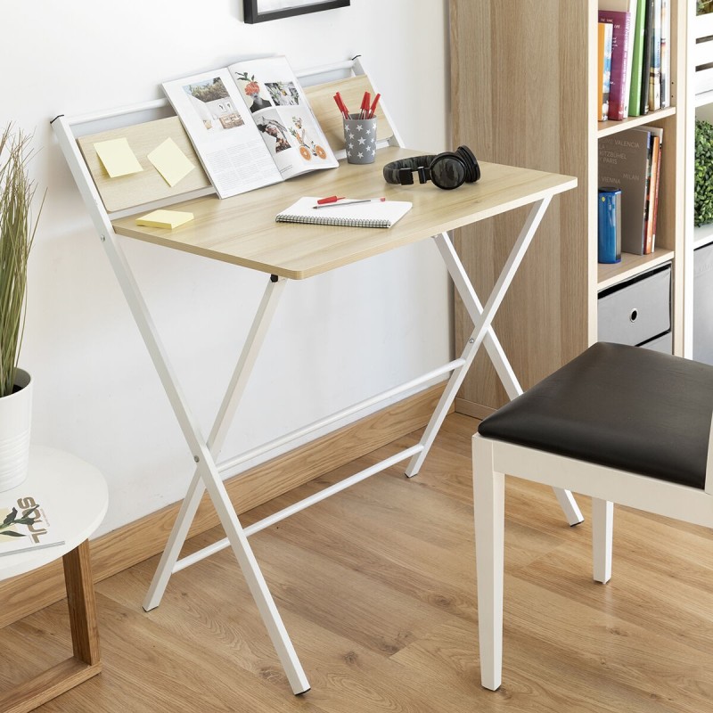 Bureau Pliable avec Étagère – Poste de travail compact + rangement intégré