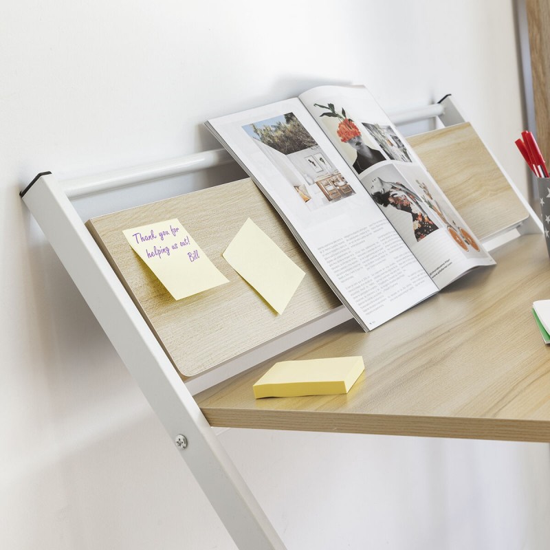 Bureau Pliable avec Étagère – Poste de travail compact + rangement intégré