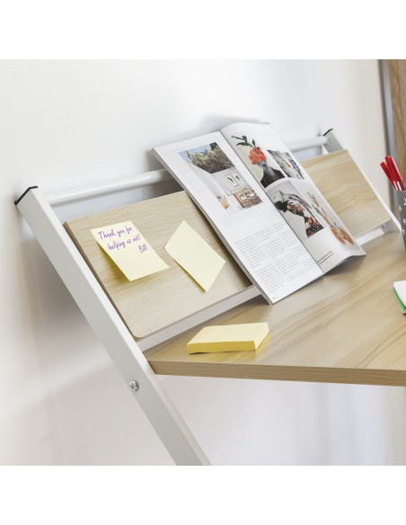 Bureau Pliable avec Étagère – Poste de travail compact + rangement intégré