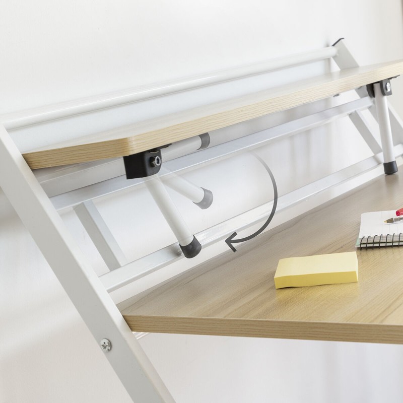 Bureau Pliable avec Étagère – Poste de travail compact + rangement intégré