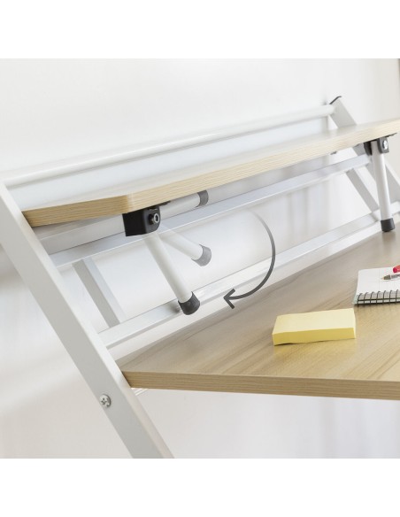 Bureau Pliable avec Étagère – Poste de travail compact + rangement intégré
