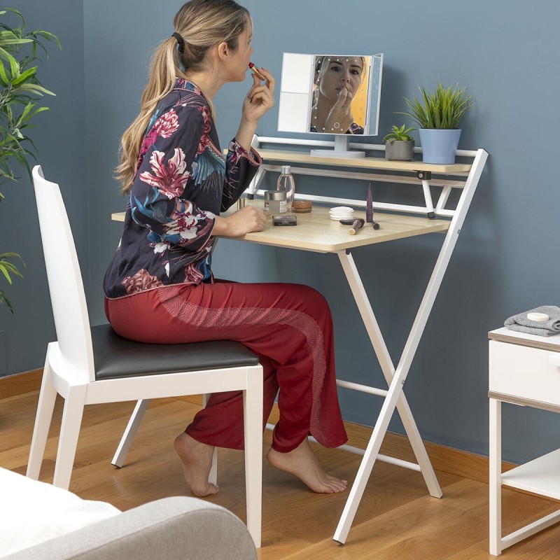 Bureau Pliable avec Étagère – Poste de travail compact + rangement intégré