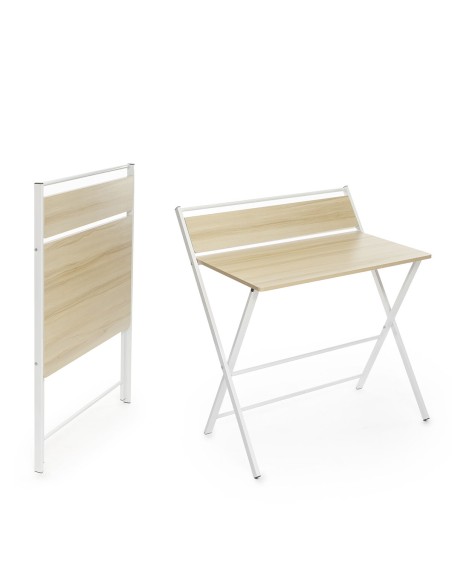 Bureau Pliable avec Étagère – Poste de travail compact + rangement intégré
