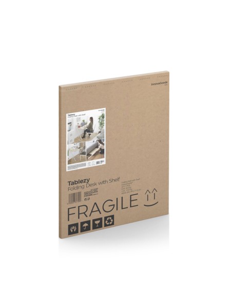 Bureau Pliable avec Étagère – Poste de travail compact + rangement intégré