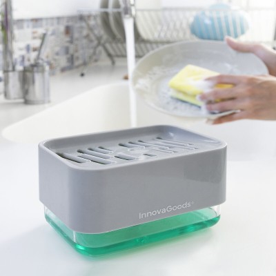 Distributeur Liquide Vaisselle 2‑en‑1 Pushoap