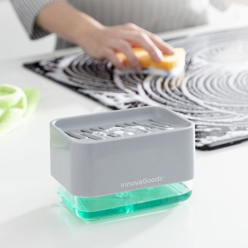 Distributeur Liquide Vaisselle 2‑en‑1 Pushoap