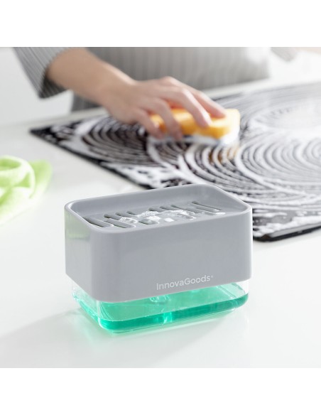 Distributeur Liquide Vaisselle 2‑en‑1 Pushoap
