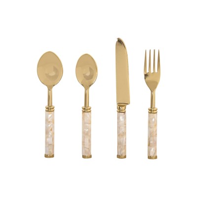 Couverts Home ESPRIT 16 pièces – Blanc & doré