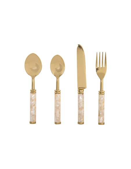 Couverts Home ESPRIT 16 pièces – Blanc & doré