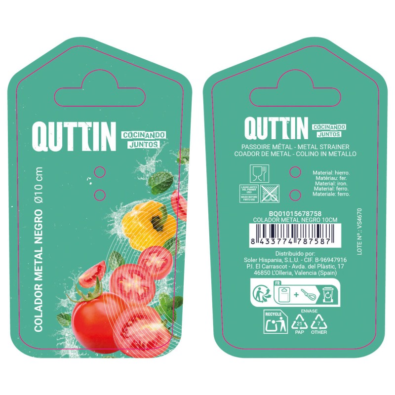 Tamis métal Ø10 cm Quttin – Lot 24 pièces