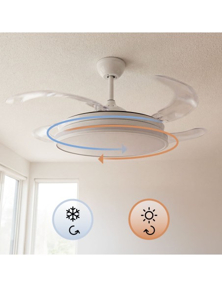Ventilateur plafond LED RGB rétractable InnovaGoods – Silence, lumière & 6 vitesses