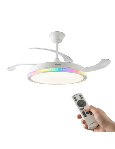 Ventilateur plafond LED RGB rétractable InnovaGoods – Silence, lumière & 6 vitesses