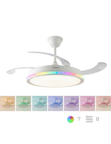 Ventilateur plafond LED RGB rétractable InnovaGoods – Silence, lumière & 6 vitesses