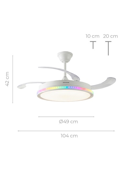 Ventilateur plafond LED RGB rétractable InnovaGoods – Silence, lumière & 6 vitesses
