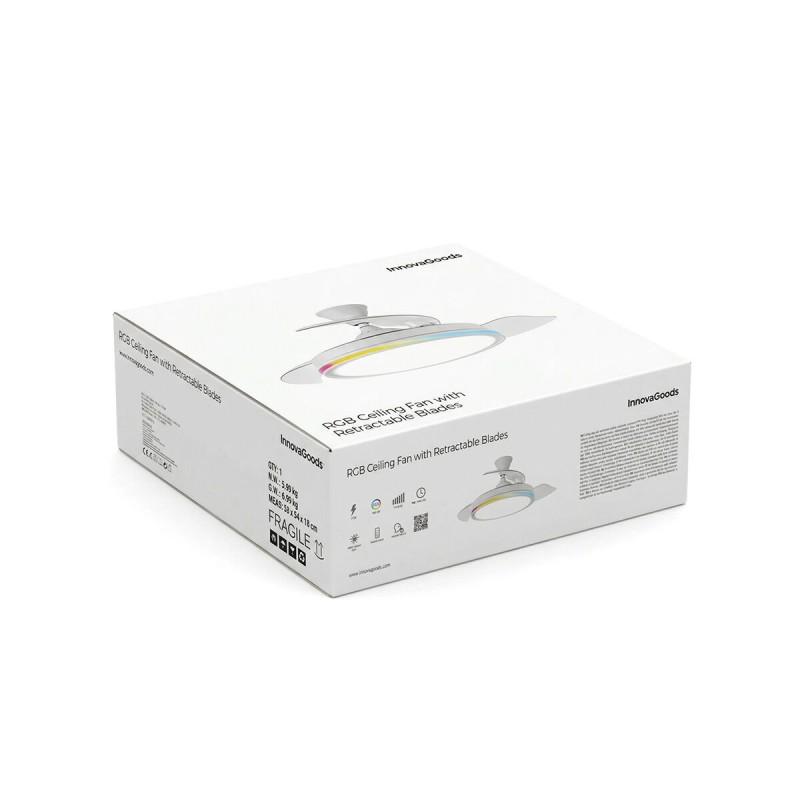 Ventilateur plafond LED RGB rétractable InnovaGoods – Silence, lumière & 6 vitesses