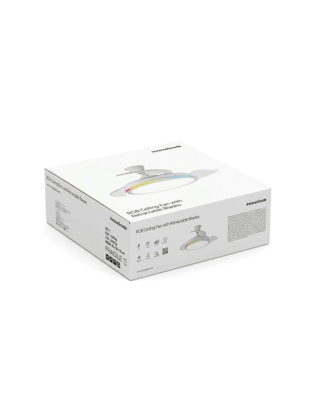 Ventilateur plafond LED RGB rétractable InnovaGoods – Silence, lumière & 6 vitesses