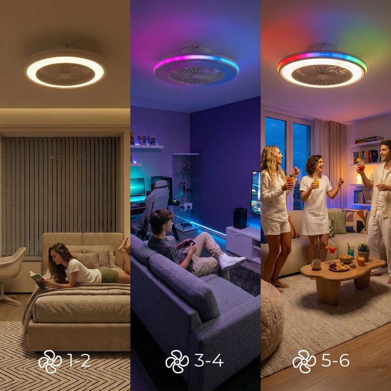 Ventilateur plafond LED RGB Nexory InnovaGoods – Design, silence & 6 vitesses