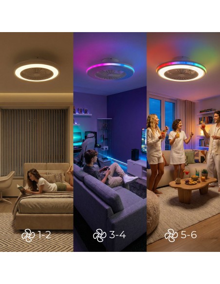 Ventilateur plafond LED RGB Nexory InnovaGoods – Design, silence & 6 vitesses