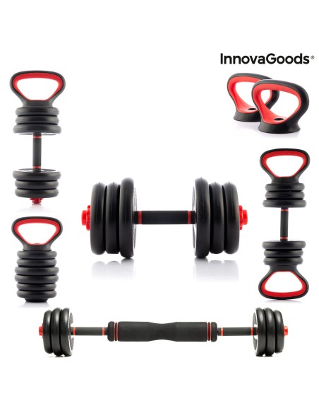 Ensemble de Poids Réglables 6 en 1 avec Guide d’Exercices Sixfit InnovaGoods   Fer (Reconditionné B)