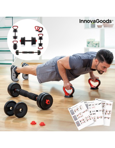 Ensemble de Poids Réglables 6 en 1 avec Guide d’Exercices Sixfit InnovaGoods   Fer (Reconditionné B)