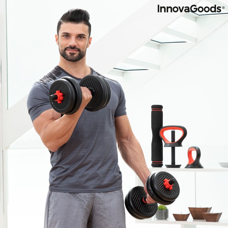 Ensemble de Poids Réglables 6 en 1 avec Guide d’Exercices Sixfit InnovaGoods   Fer (Reconditionné B)