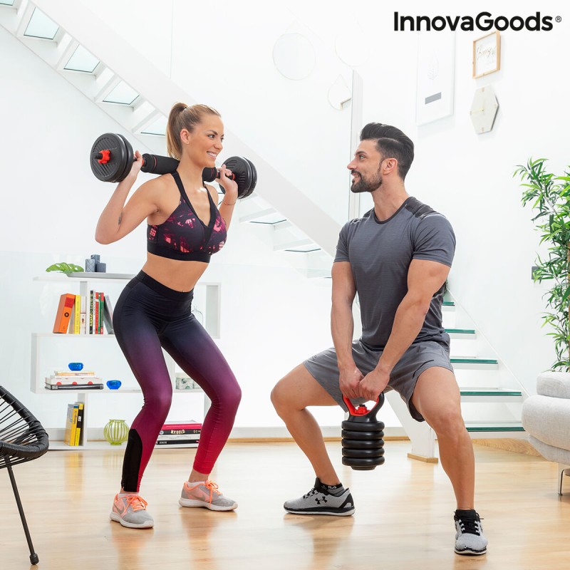 Ensemble de Poids Réglables 6 en 1 avec Guide d’Exercices Sixfit InnovaGoods   Fer (Reconditionné B)