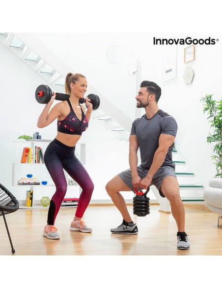 Ensemble de Poids Réglables 6 en 1 avec Guide d’Exercices Sixfit InnovaGoods   Fer (Reconditionné B)