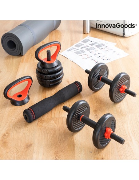 Ensemble de Poids Réglables 6 en 1 avec Guide d’Exercices Sixfit InnovaGoods   Fer (Reconditionné B)