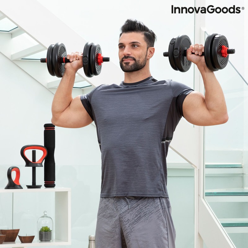 Ensemble de Poids Réglables 6 en 1 avec Guide d’Exercices Sixfit InnovaGoods   Fer (Reconditionné B)