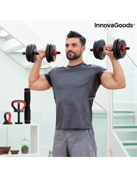 Ensemble de Poids Réglables 6 en 1 avec Guide d’Exercices Sixfit InnovaGoods   Fer (Reconditionné B)
