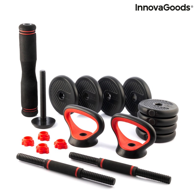 Ensemble de Poids Réglables 6 en 1 avec Guide d’Exercices Sixfit InnovaGoods   Fer (Reconditionné B)