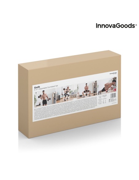 Ensemble de Poids Réglables 6 en 1 avec Guide d’Exercices Sixfit InnovaGoods   Fer (Reconditionné B)