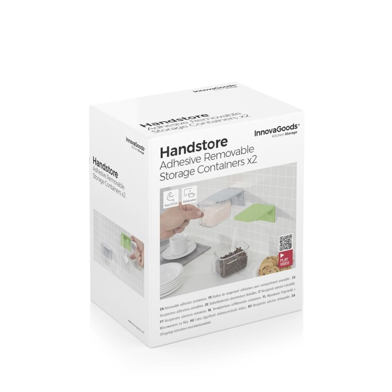 Récipients adhésifs amovibles Handstore (2 unités) – Fixation sans perçage