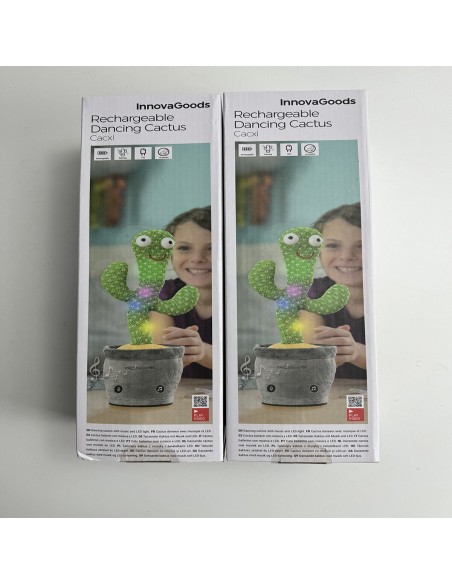 Cactus Dansant et Parlant Rechargeable avec Musique et LED Multicolore Cacxi InnovaGoods Vert (Reconditionné A)