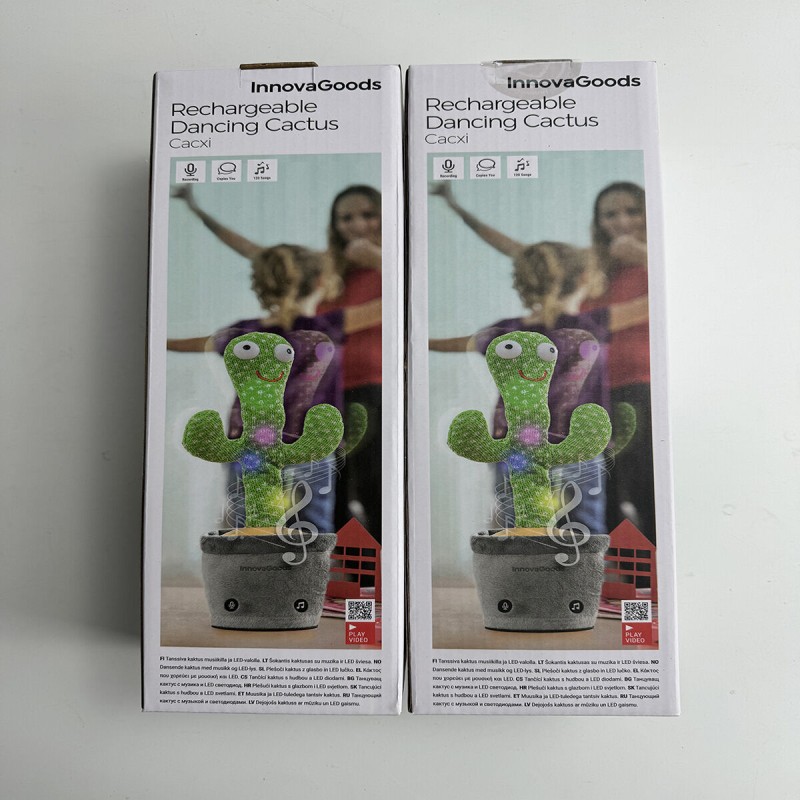 Cactus Dansant et Parlant Rechargeable avec Musique et LED Multicolore Cacxi InnovaGoods Vert (Reconditionné A)
