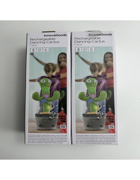 Cactus Dansant et Parlant Rechargeable avec Musique et LED Multicolore Cacxi InnovaGoods Vert (Reconditionné A)