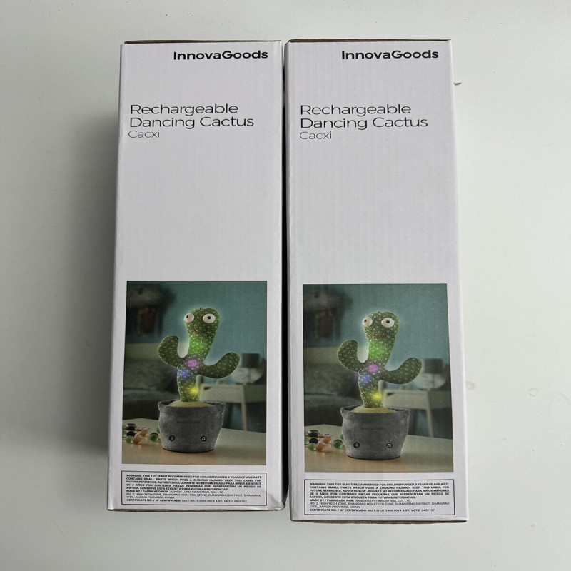 Cactus Dansant et Parlant Rechargeable avec Musique et LED Multicolore Cacxi InnovaGoods Vert (Reconditionné A)
