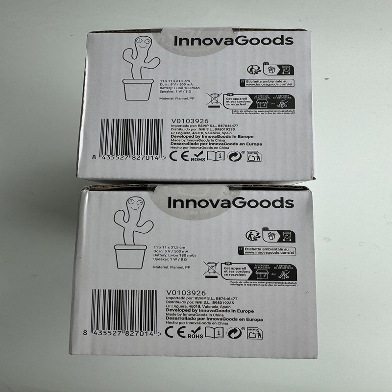 Cactus Dansant et Parlant Rechargeable avec Musique et LED Multicolore Cacxi InnovaGoods Vert (Reconditionné A)