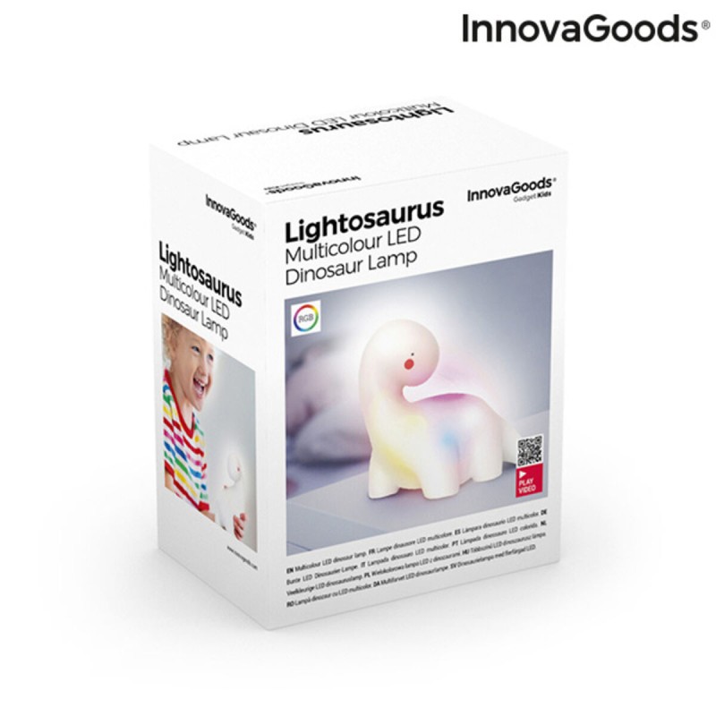 Lampe LED multicolore Dinosaure Lightosaurus InnovaGoods IG815318 Blanc Autocollants (Reconditionné A)