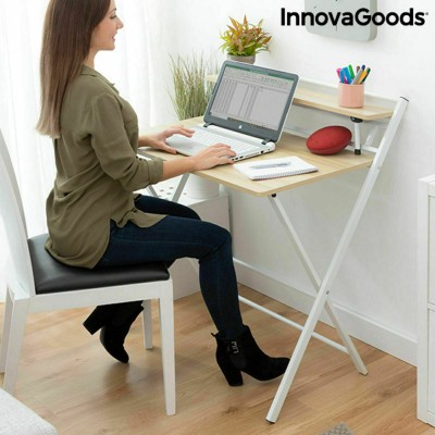 Bureau Pliable avec Étagère InnovaGoods Tablezy Bois (Reconditionné B) 2