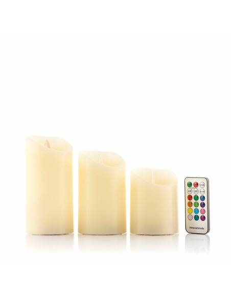 Bougies LED Multicolores Effet Flamme avec Télécommande Lendles InnovaGoods Blanc 3 Unités (Reconditionné A)