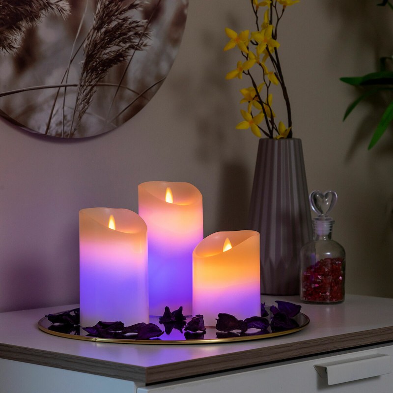 Bougies LED Multicolores Effet Flamme avec Télécommande Lendles InnovaGoods Blanc 3 Unités (Reconditionné A)