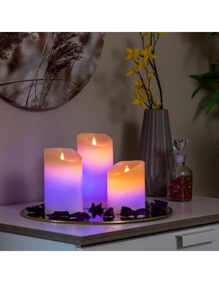 Bougies LED Multicolores Effet Flamme avec Télécommande Lendles InnovaGoods Blanc 3 Unités (Reconditionné A)