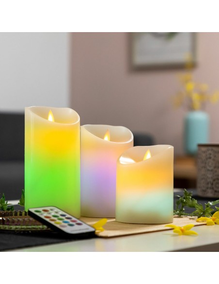 Bougies LED Multicolores Effet Flamme avec Télécommande Lendles InnovaGoods Blanc 3 Unités (Reconditionné A)
