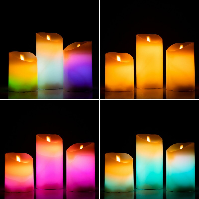 Bougies LED Multicolores Effet Flamme avec Télécommande Lendles InnovaGoods Blanc 3 Unités (Reconditionné A)