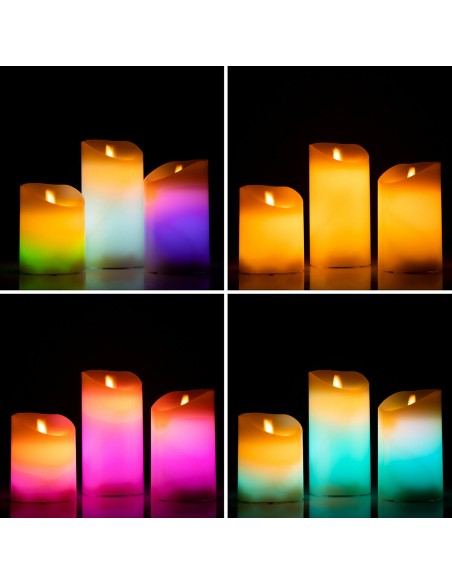 Bougies LED Multicolores Effet Flamme avec Télécommande Lendles InnovaGoods Blanc 3 Unités (Reconditionné A)