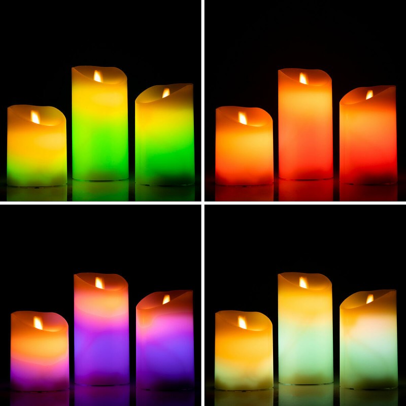 Bougies LED Multicolores Effet Flamme avec Télécommande Lendles InnovaGoods Blanc 3 Unités (Reconditionné A)