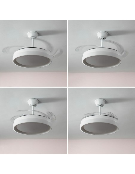 Ventilateur de Plafond avec Lumière LED et 4 Pales Rétractables Keteez InnovaGoods Blanc 72 W Ø49-104 cm