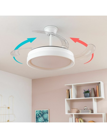 Ventilateur de Plafond avec Lumière LED et 4 Pales Rétractables Keteez InnovaGoods Blanc 72 W Ø49-104 cm
